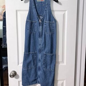 Vintage 90s "Kalifornia" Denim Zipper Front Midi Dress Sm